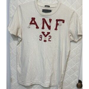 Abercrombie & Fitch Y2K 2000s Graphic Logo T-Shirt Small Muscle Fit White Red